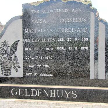 GELDENHUYS Cornelius Ferdinand 1885-1970 &amp; Maria Magdalena DE VILLIERS 1879-1970