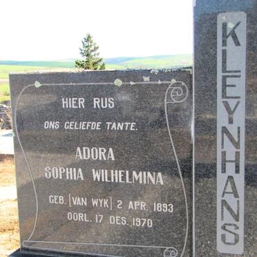 KLEYNHANS Adora Sophia Wilhelmina nee van WYK 1893-1970