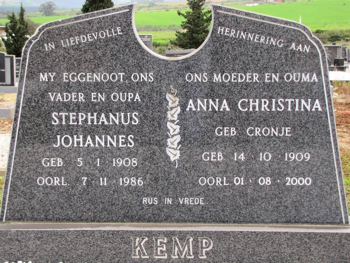 KEMP Stephanus Johannes 1908-1986 &amp; Anna Christina CRONJE 1909-2000