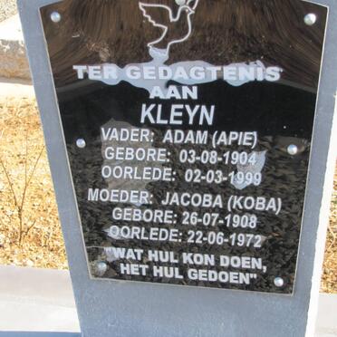 KLEYN Adam 1904-1999 &amp; Jacoba 1908-1972