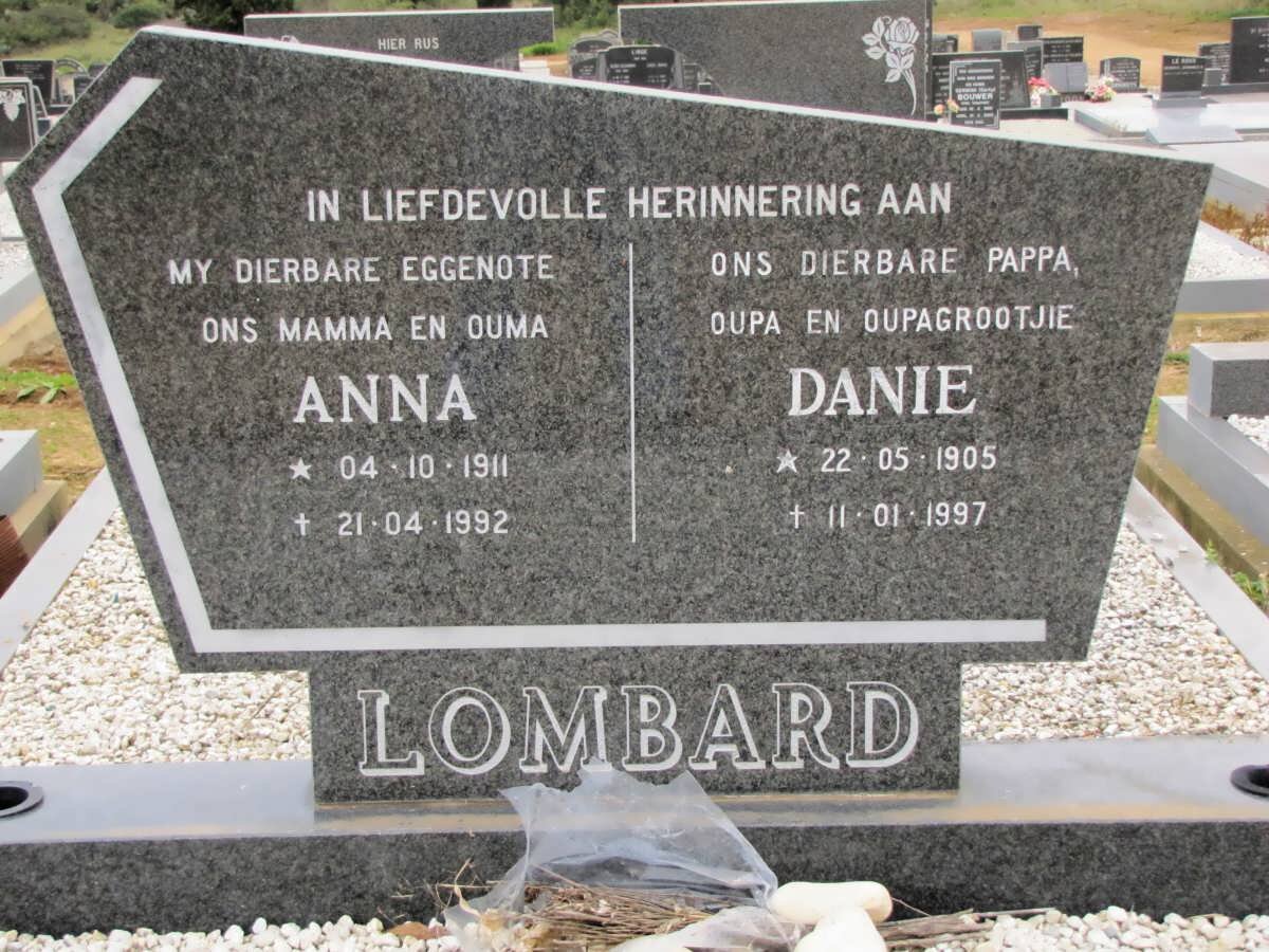 LOMBARD Danie 1905-1997 &amp; Anna 1911-1992