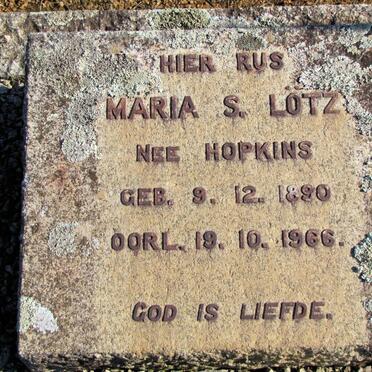 LOTZ Maria S. geb HOPKINS 1890-1966