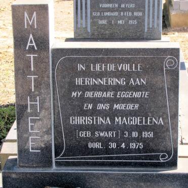 MATHEE Christina Magdalena nee SWART 1951-1975