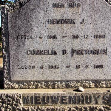 NIEUWENHUYS Hendrik J. 1881-1960 &amp; Cornelia D. PRETORIUS 1883-1961