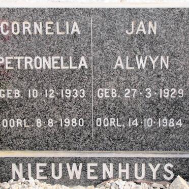 NIEUWENHUYS Jan Alwyn 1929-1984 &amp; Cornelia Petronella 1933-1980
