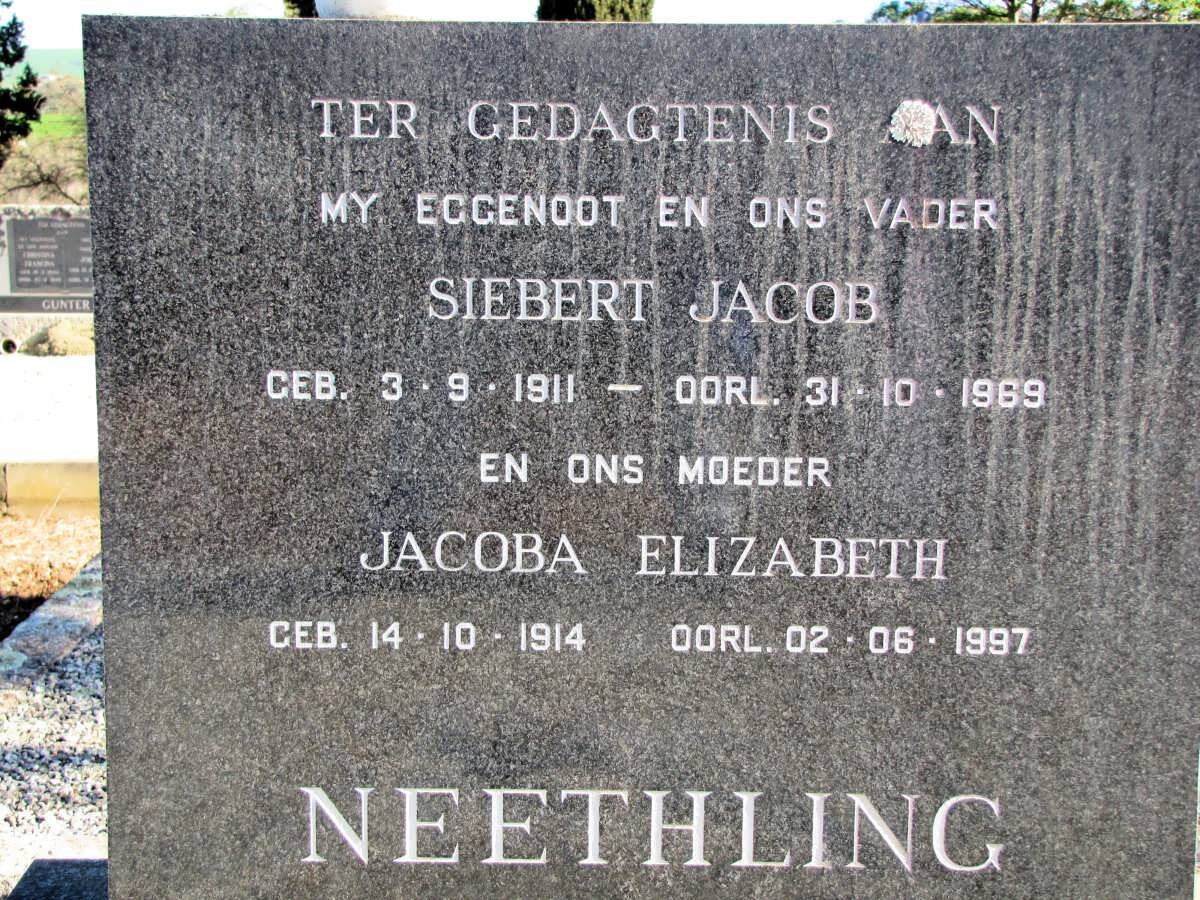 NEETHLING Siebert Jacob 1911-1989 &amp; Jacoba Elizabeth 1914-1997