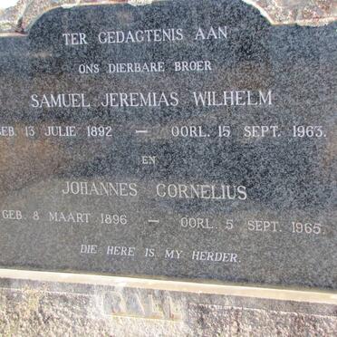 RALL Samuel Jeremias Wilhelm 1892-1963 :: RALL Johannes Cornelius 1896-1965