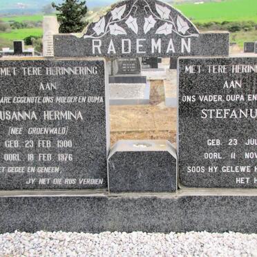 RADEMAN Stefanus J.J. 1905-1988 &amp; Susanna Hermina GROENEWALD 1900-1976