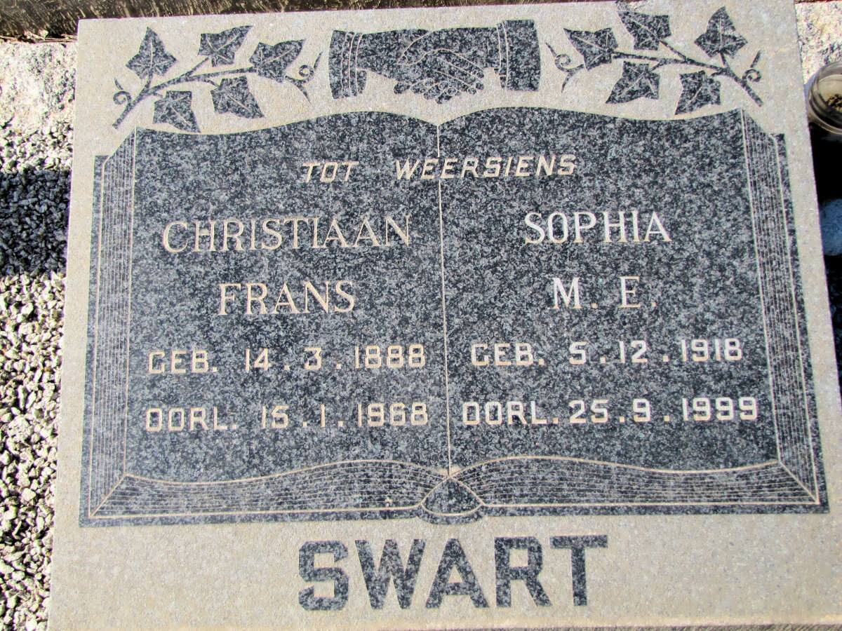 SWART Christiaan Frans 1888-1968 &amp; Sophia M.E. 1918-1999