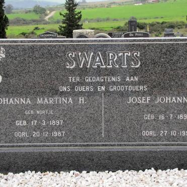 SWARTS Josef Johannes D. 1894-1990 &amp; Johanna Martina H. NORTJE 1897-1987