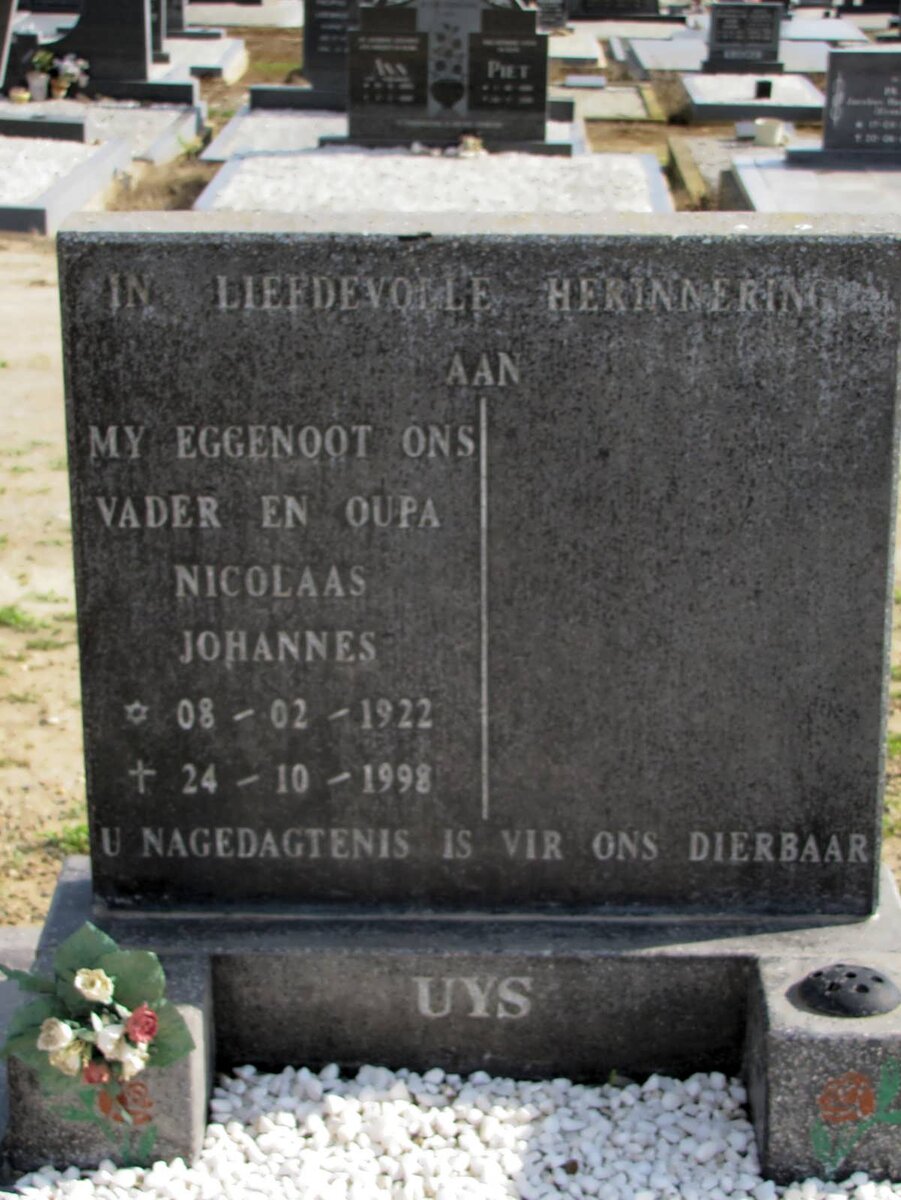 UYS Nicolaas Johannes 1922-1998