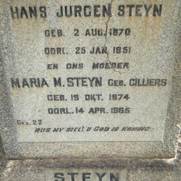 STEYN Hans Jurgen 1870-1951 &amp; Maria M. CILLIERS 1874-1965