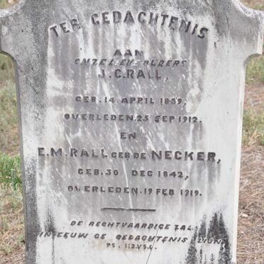 RALL J.C. 1839-1912 &amp; E.M. DE NECKER 1842-1919