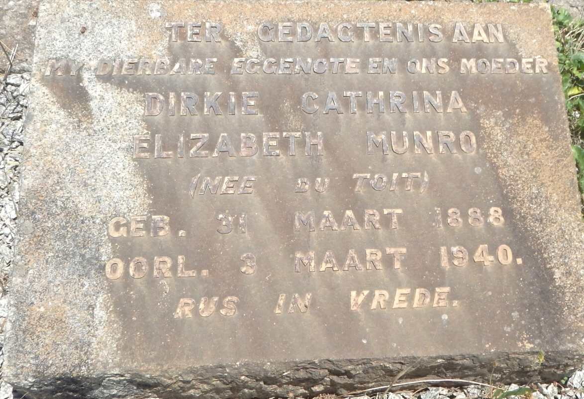 MUNRO Dirkie Cathrina Elizabeth nee DU TOIT 1888-1940