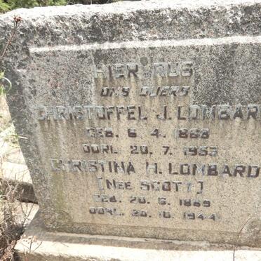 LOMBARD Christoffel J. 1868-1953 &amp; Christina H. SCOTT 1869-1944