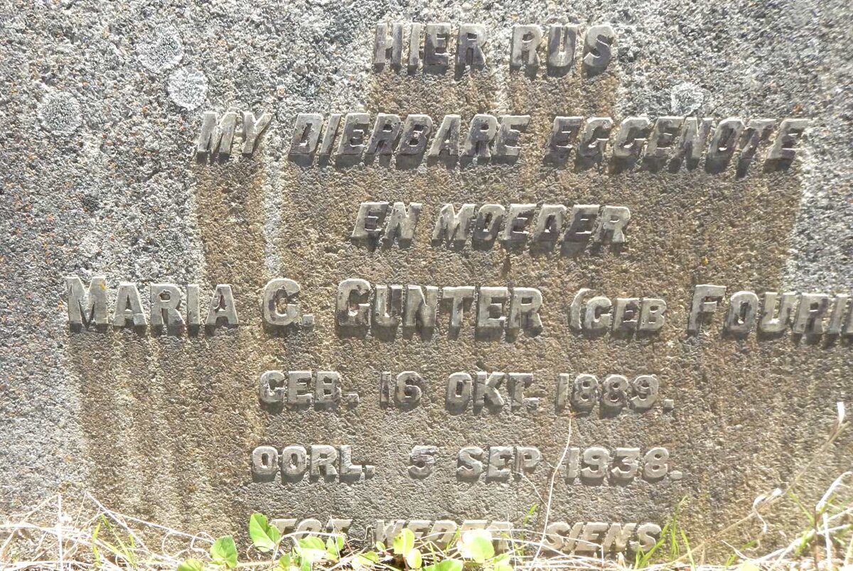 GUNTER Maria G. nee FOURIE 1889-1938