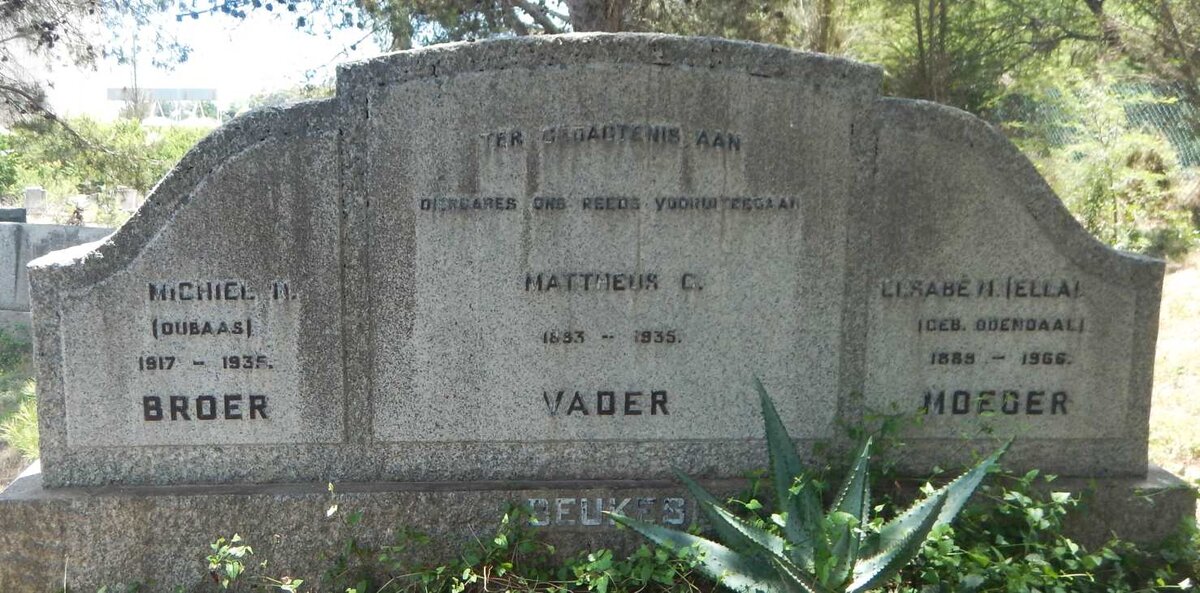BEUKES Mattheus G. 1883-1935 &amp; Elsabe M. ODENDAAL 1889-1966 :: BEUKES Michiel N. 1917-1935