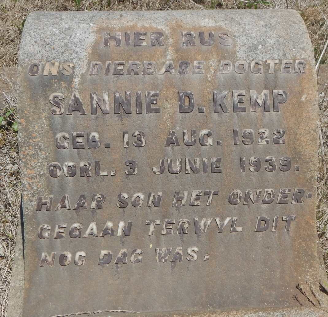 KEMP Sannie D. 1922-1939
