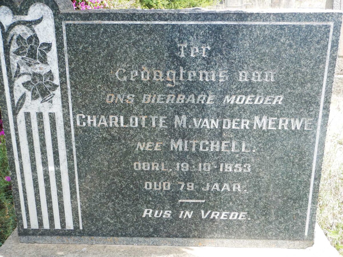 MERWE Charlotte M., van der nee MITCHELL -1953