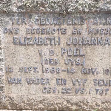 POEL Elizabeth Johanna, van der nee UYS 1886-1918