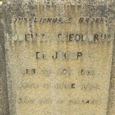 JAGER Lodewyk Theodorus, de 1862-1954