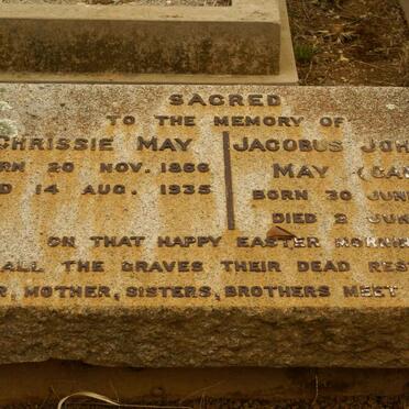 MAY Jacobus Johannes 1864-1951 &amp; Chrissie 1866-1935