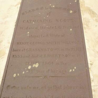 PRATT Catherine nee SCOTT voorheen WILLMOT 1833-1864