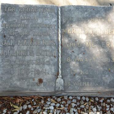 BOTHA Jan Martienus Johannes 1885-1941 &amp; Maria Dorothea MEYER 1893-1979