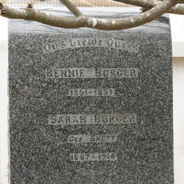 BURGER Bennie 1851-1937 &amp; Sarah BRETT 1857-1914