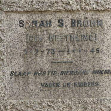 BRÖNN Sarah nee NEETHLING 1872-1945