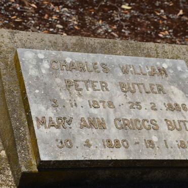 BUTLER Charles William Peter 1878-1886 &amp; Mary Ann CRIGGS 1880-1890