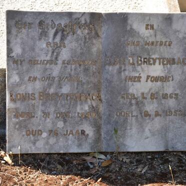 BREYTENBACH Louis -1940 &amp; Elsie D. FOURIE 1865-1952