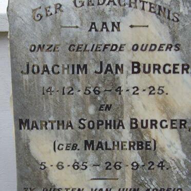 BURGER Joachim Jan 1856-1925 &amp; Martha Sophia MALHERBE 1865-1924