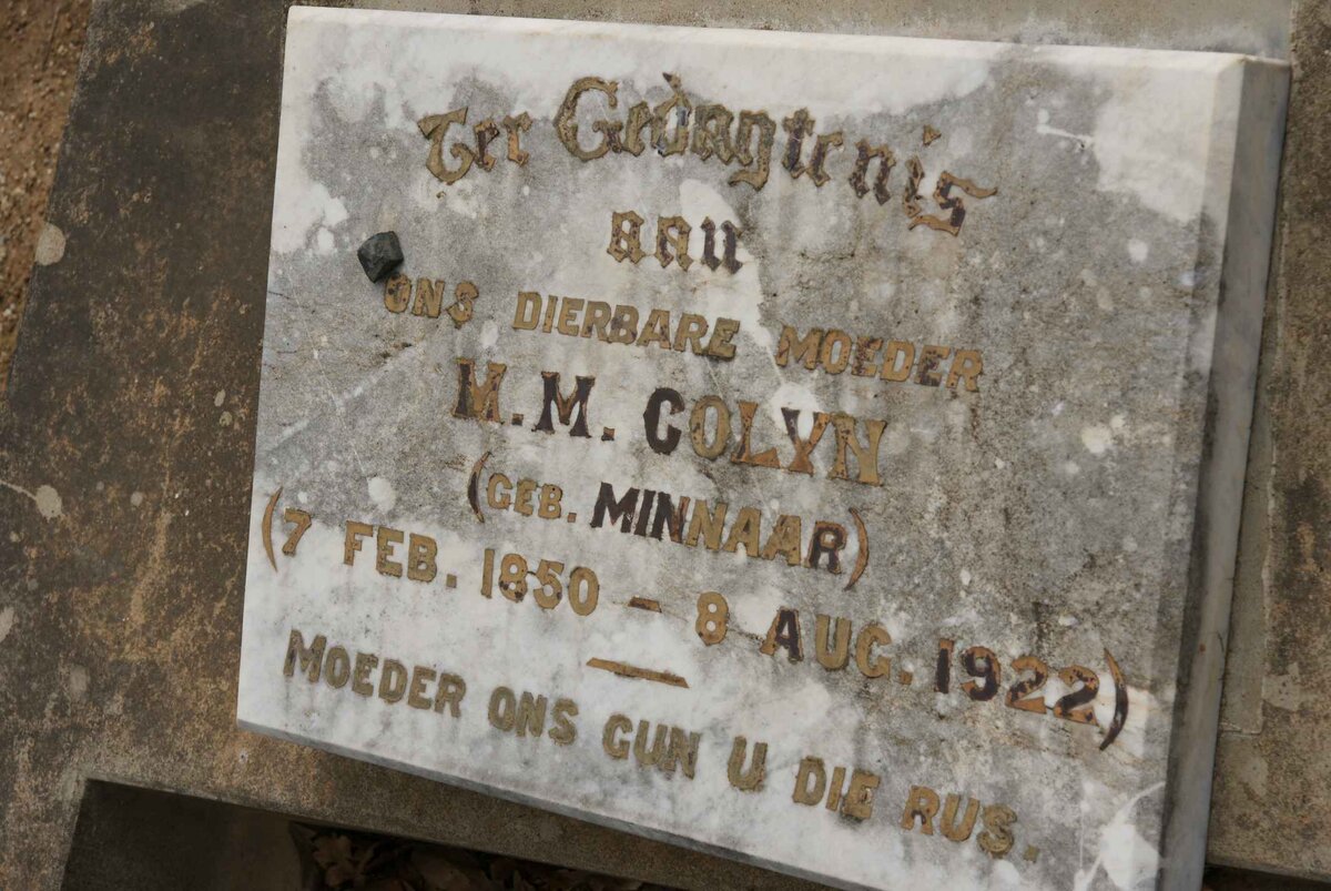 COLYN M.M. nee MINNAAR 1850-1922