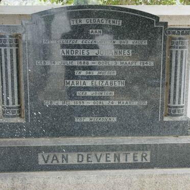 DEVENTER Andries Johannes, van 1888-1945 &amp; Maria Elizabeth JOHNSON 1899-1951