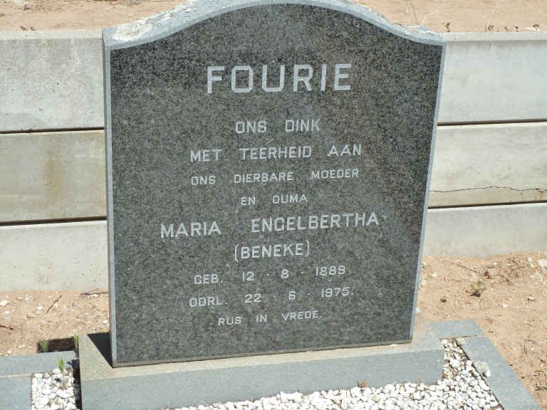 FOURIE Maria Engelbertha nee BENEKE 1889-1975