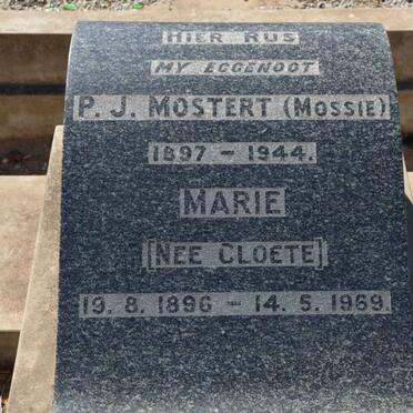 MOSTERT P.J. 1897-1944 &amp; Marie CLOETE 1896-1969