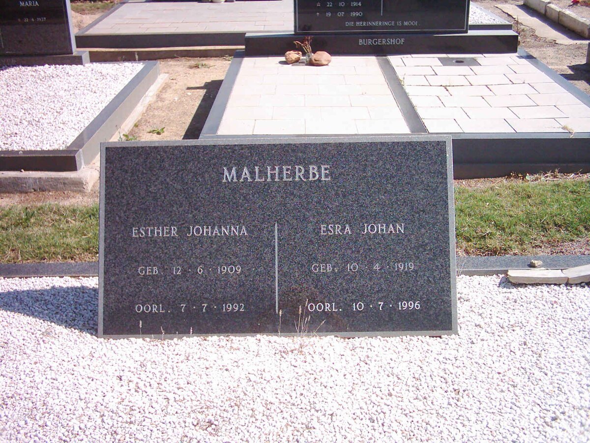 MALHERBE Esra Johan 1919-1996 &amp; Esther Johanna 1909-1992