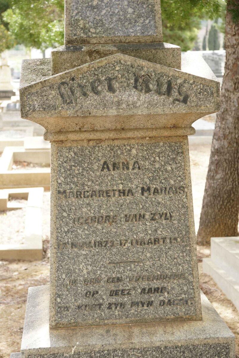 MARAIS Margaretha nee VAN ZYL 1879-1933