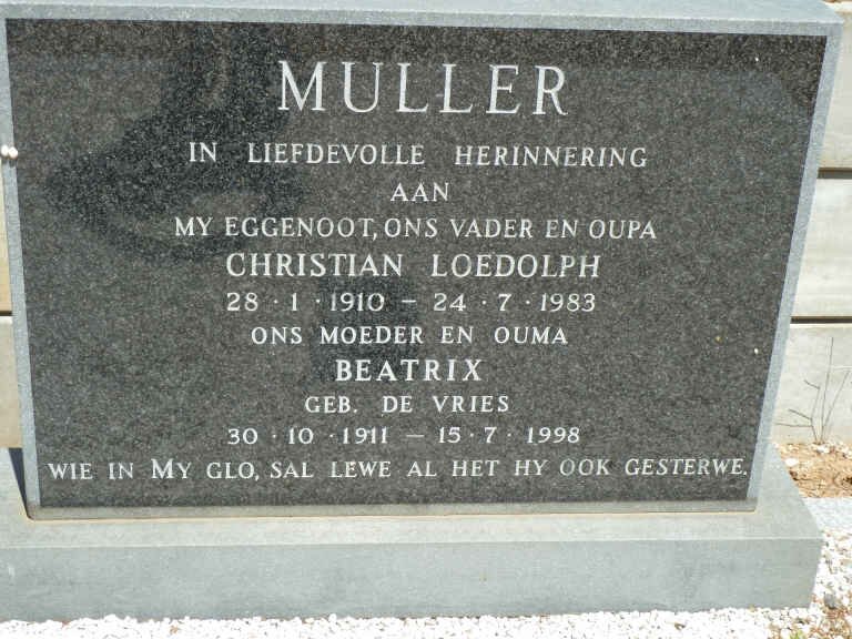 MULLER Christian Loedolph 1910-1983 &amp; Beatrix DE VRIES 1911-1998