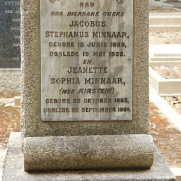 MINNAAR Jacobus Stephanus 1859-1922 &amp; Jeanette Sophia KIRSTEIN 1865-1924