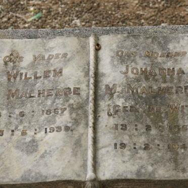 MALHERBE D. 1867-1939 &amp; Johanna M. DE WIT 1867-1940