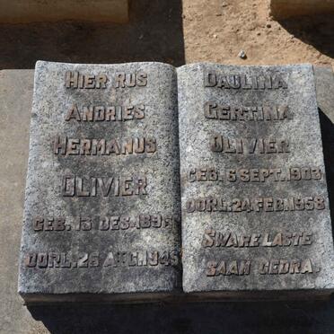 OLIVIER Andries Hermanus 189?-1945 &amp; Daulina Gertina 1903-1958