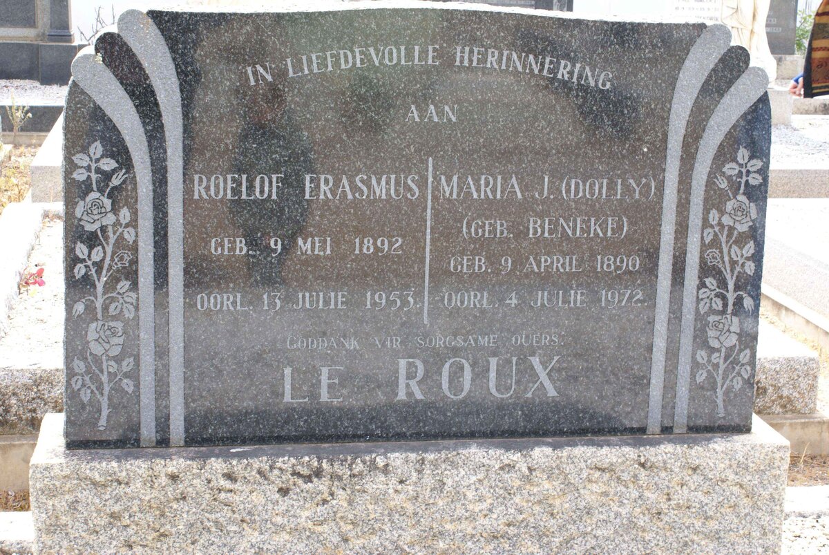 ROUX Roelof Erasmus, le 1892-1953 &amp; Maria J. BENEKE 1890-1972