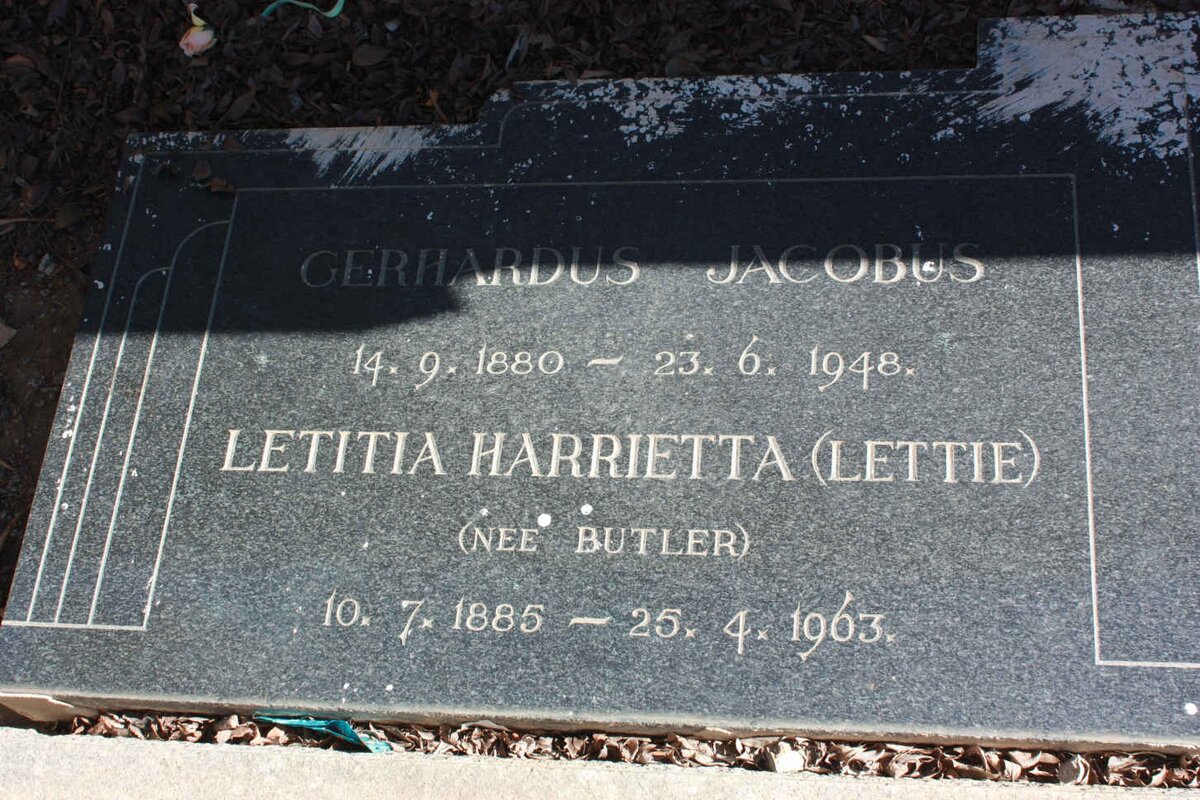 SWART Gerhardus Jacobus 1880-1948 &amp; Letitia Harrietta BUTLER 1885-1963