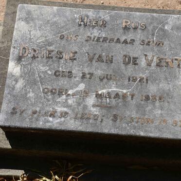 VENTER Driesie, van de 1921-1938