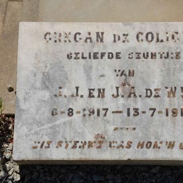 WET Gregan De Coligny, de 1917-1918