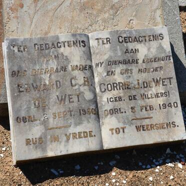 WET Edward C.H., de -1950 &amp; Corrie J. De VILLIERS -1940