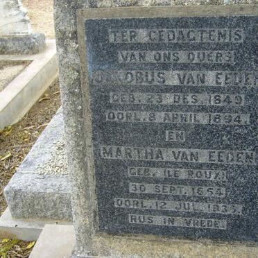 EEDEN Jakobus, van 1849-1894 &amp; Martha LE ROUX 1854-1935