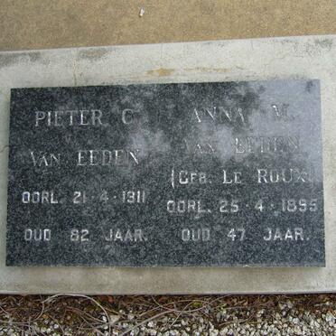 EEDEN Pieter C., van -1911 &amp; Anna M. LE ROUX -1895